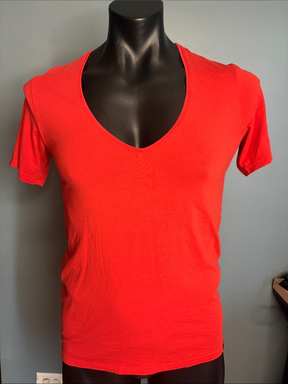 Bright Red Deep V-Neck